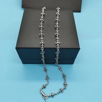 Collier unisexe en argent 925 plaqué cuivre avec zircon, motif ancre, croix et fleur, chaîne à maillons, bijou cadeau, vente en gros
