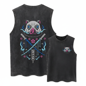 2025 Chaleco de media manga de 275gsm para hombre, camiseta sin mangas con lavado ácido a la moda urbana, estilo Batik desgastado, borde suelto de algodón 100% transpirable - Product Image 1