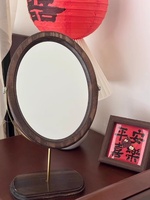 Miroir de courtoisie de bureau ovale en bois avec support Miroir de maquillage de table simple face