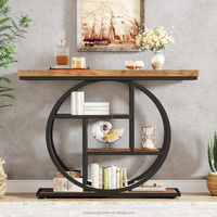 Table console 41.3 "Table de canapé industrielle à 4 niveaux Table d'entrée avec base circulaire pour salon couloir Foyer
