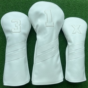 Ensemble <span class=keywords><strong>de</strong></span> housses <span class=keywords><strong>de</strong></span> tête <span class=keywords><strong>de</strong></span> club <span class=keywords><strong>de</strong></span> golf en cuir <span class=keywords><strong>blanc</strong></span> <span class=keywords><strong>de</strong></span> qualité supérieure pour Driver, Fairway <span class=keywords><strong>et</strong></span> Hybride, personnalisables OEM, vente en gros - Product Image 1
