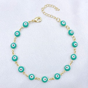JML Gran Oferta Oro Laminado <span class=keywords><strong>14K</strong></span> Pulsera de Ojo Turco Azul de la Suerte para Hombres y Mujeres - Product Image 1