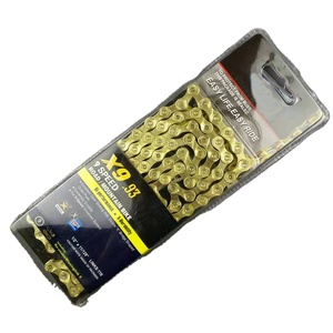 Fábrica al por mayor Tarjeta de alta calidad Acero especial dorado amarillo plata 9 velocidades <span class=keywords><strong>Cadena</strong></span> de velocidad variable <span class=keywords><strong>cadena</strong></span> de <span class=keywords><strong>bicicleta</strong></span> - Product Image 1