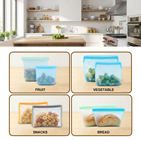Sans BPA Stand Up Réutilisable Logo Personnalisé Four Congélateur Sûr de Qualité Alimentaire Conteneur Alimentaire en Silicone Sac Pochette de Rangement en Silicone