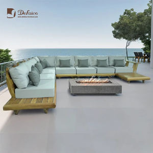 Meubles de canapé en teck d'extérieur modulaires classiques modernes avec coussins confortables pour se détendre sur le balcon - Product Image 2