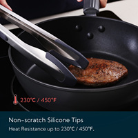 Pince alimentaire en silicone à une main avec manche en acier inoxydable Pince de service de cuisine résistante à la chaleur pour barbecue à usage domestique