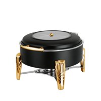 Chauffe-Plat Rond Hydraulique en Acier Inoxydable Blanc 6L à Chauffage Alcool pour Buffets Hôtels et Restaurants