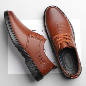Chaussures décontractées pour hommes en cuir à lacets, bout rond, respirantes, style printemps, semelle plate, type bateau - Product Image 4