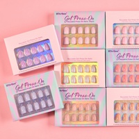 Faux ongles à presser en gel souple personnalisés avec colle, courts, forme amande, carrés, French Manucure, en acrylique, marque privée