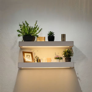 Estante Flotante Blanco Moderno para Decoración del Hogar, Estante de Pared Grueso de Madera con Tira de Luz LED, Gran Venta - Product Image 2