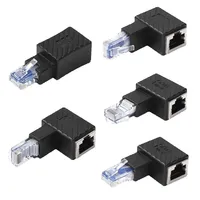 Konverter RJ45 Male Female Sudut Kiri/Kanan Adaptor Ekstensi Kabel Jaringan Cat5 Cat6 LAN Ethernet DC untuk Laptop