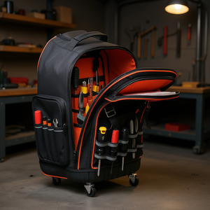 Mochila con ruedas para herramientas de 15 pulgadas, resistente, con ruedas para almacenamiento y organización de herramientas - Product Image 2
