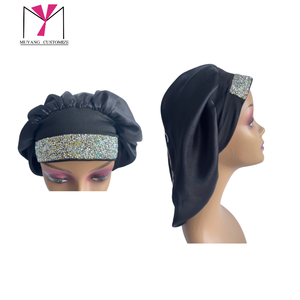 Fabbundles Satin <b>Bonnet</b> Purple With Glitter Band 54-56cm Fashion Sleep Hat For Women Home Use - Product Image 5