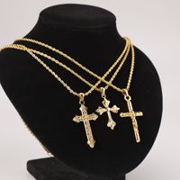 Collier avec pendentif croix en acier inoxydable - Style religieux inspiré du hip-hop pour couples, bijoux durables, cadeau