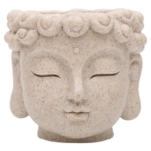 Ornement de pot de fleur en pierre d'imitation simple et créatif Zen jardin paysage plante verte décoration tête de bouddha moules de vase en pot - Product Image 1