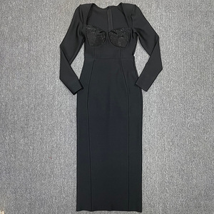 Nuovo <span class=keywords><strong>Abito</strong></span> da Sera Sexy da Donna 2026, Stile Europeo e Americano, con Diamanti e Perline, Lunghezza al Ginocchio, <span class=keywords><strong>Maniche</strong></span> <span class=keywords><strong>Lunghe</strong></span> - Product Image 6