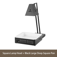 Lampe de maintien au chaud alimentaire commerciale Oulu en acier inoxydable avec cadre imitation bois, chauffe-plats lumineux, plusieurs tailles, pour buffet avec récipients en céramique