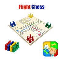 Vente chaude Nature Planche De Bois Ludo Jeu Populaire Table D'intérieur Jeu D'échecs avec Horloges et Pièces Chinoises