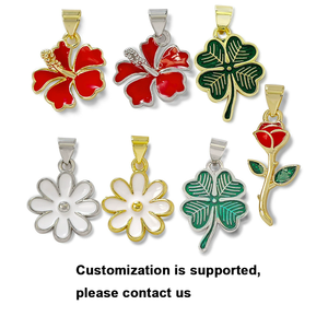 Кимл и гибискус, четырехлистный клевер, розовое масло, подвески, ювелирные изделия, 18-каратное позолоченное заколка для волос, металлический браслет, ожерелье «DIY» - Product Image 2