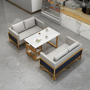 Canapé de bureau en tissu avec structure métallique, design moderne et durable pour chambre et bureau - Product Image 1