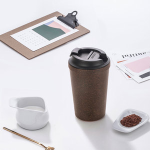 Eco-friendly BPA Free Coffee <strong>Mug</strong> Made of Coffee Grounds Reusable Leakproof Suction Cup Double Wall <strong>Plastic</strong> Drinkware - Product Image 3