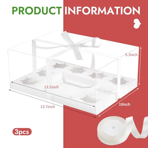 Cajas Transparentes Personalizadas al por Mayor para Cupcakes, Cajas Transparentes para Cupcakes con 6, 8, 12 y 13 Cavidades, Contenedores de Papel Transparente para Pasteles - Product Image 2