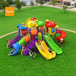 Equipo de juegos infantiles barato al por mayor, juego de tobogán y escalador de plástico para exteriores, conjunto de juegos para niños para jardín de infantes - Product Image 1