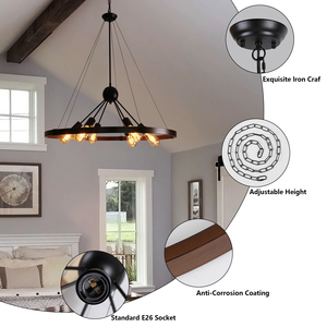 American Retro Candle Industrial Style Vintage Hallway, Dining Room, Entryway, and Corridor Multi-Light Metal Chandelier - Product Image 3