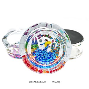 Cendrier à cigares en verre imprimé avec logo personnalisé, cendrier rond pour hôtel design personnalisé cendrier souvenir de <span class=keywords><strong>Barcelone</strong></span> accessoires pour fumeurs - Product Image 4
