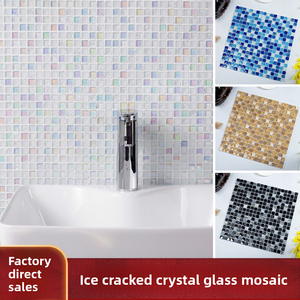 Moderne Piastrelle di Lusso in <span class=keywords><strong>Mosaico</strong></span> di Cristallo Nero con Design a <span class=keywords><strong>Mosaico</strong></span> Quadrato di Foshan per Decorazione Murale - Product Image 2
