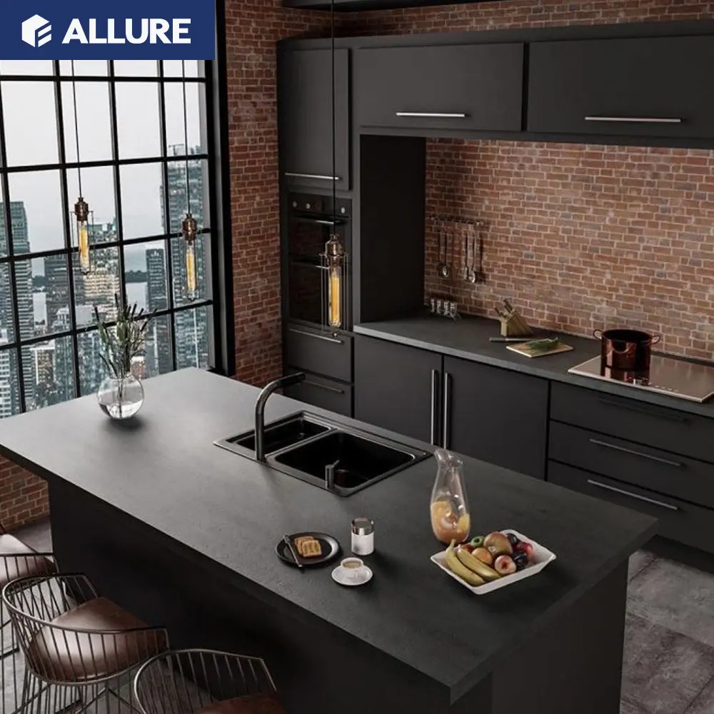 Allure acrylic 3d dubai mini black aristokraft high gloss korean kitchen cabinets prices in philippines