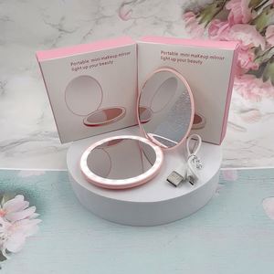 Espejo de Maquillaje de Mano con Luz LED de Doble Cara, Espejo Cosmético Redondo Plegable con 2X Aumentos, Espejo de Bolsillo con Luz LED, Marca Privada - Product Image 2