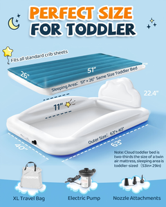Cama Inflable de Viaje para Niños con Forma de Nube, con Barandas de Seguridad para Niños Pequeños, para Acampar en Casa - Product Image 6