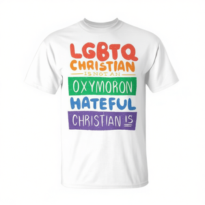 T-shirt Unisex per Adulti con Stampa Serigrafica 'LGBTQ Christian Is Not An Oxymoron' - Regalo per la Chiesa - Product Image 3