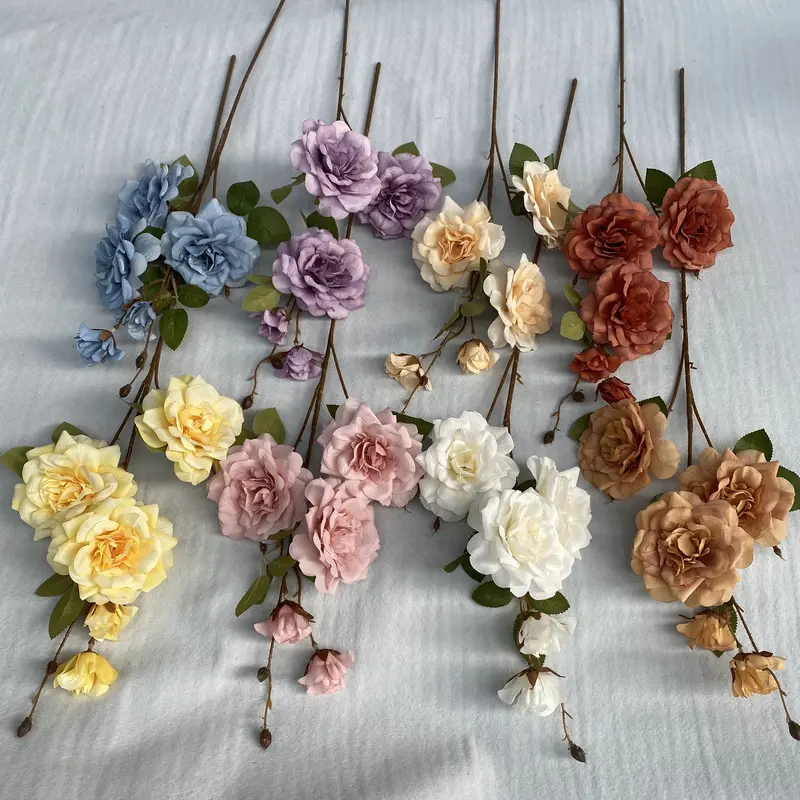 New Arrival Colorful Silk Large Artificial Flower Wholesale Wedding Decoration Artificial Rose Flower