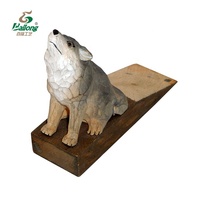 Butée de porte décorative en bois sculpté à la main, forme d'animal vintage