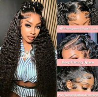 Perruque Lace Front Deep Wave 40 pouces en cheveux humains, densité 180%, 13x6 |   Cheveux de bébé pré-épilés sans colle, 100% cheveux brésiliens non traités