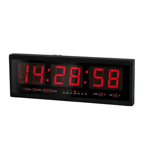 Светящиеся красные настенные часы SHUTAI, цифровые часы с большим дисплеем для помещений и улицы, электронные часы