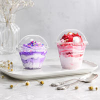 Couvercles jetables en plastique PP transparent de 90 mm de diamètre à paroi simple pour gobelets alimentaires, pour yaourts, glaces, gâteaux et desserts surgelés, en PACK ATPC001