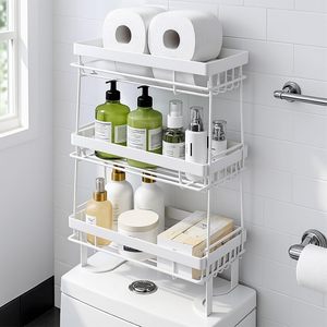 Organizadores de Baño de 2 Niveles y Estantes de Almacenamiento 2 en 1, Estante Doble Estable para Colocar Sobre el Inodoro, para Baños Pequeños - Product Image 1