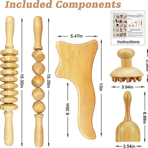 Factory 7/6/5-in-1 Wooden <b>Massage</b> <b>Set</b>, Manual Massager, Relaxation and Muscle <b>Massage</b> Tools for Body Healthcare Lymphatic Drain - Product Image 6