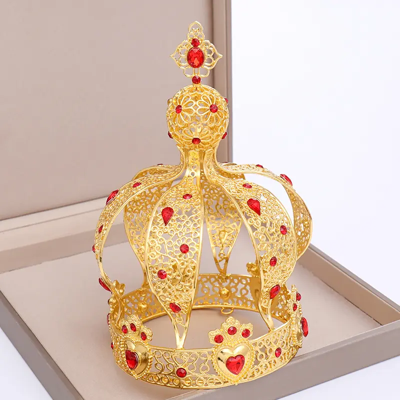 Couronne de mariée style Baroque, couronne de roi en croix, bandeau en cristal, tenue de spectacle moderne