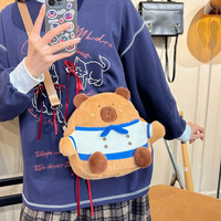 Sac à dos en peluche Capybara mignon, sac de rangement créatif pour étudiantes, petit sac rond respirant ultra-léger