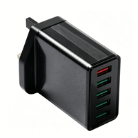 Chargeur rapide GaN HNT ODM/OEM 50W 5 ports USB QC3.0 Prise USB multiport pour iPhone Galaxy Téléphone Android