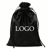 Sacs en satin personnalisés avec cordon de serrage et logo pour emballage de perruques, bonnets, cadeaux de fête, sacs d'emballage promotionnels