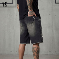 Shorts Capri en jean respirant style Y2K américain avec strass thermocollés pour homme, fabrication OEM/ODM directe usine, été vintage