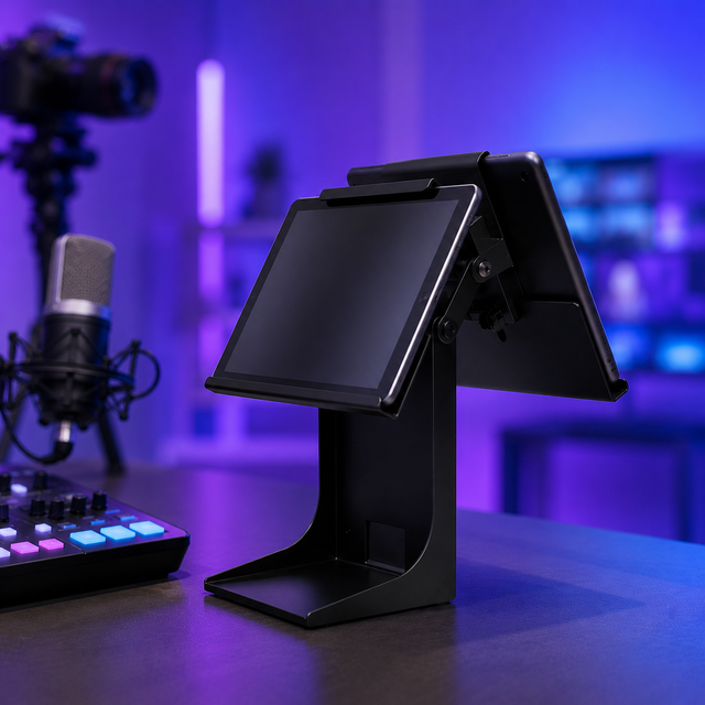 PS-20B Tablet POS Printer Stand for Studio Monitor & Comment Screen, Professional Hidden Cable iPad Holder for Streamers
