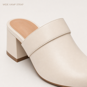 <span class=keywords><strong>Sabot</strong></span> à talon carré épais en cuir à bout fermé et bride large pour femme, personnalisable OEM - Product Image 5