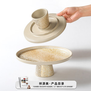 Xiangyuan <b>melamine</b> tableware <b>plates</b>, Chinese hot pot ingredient <b>plates</b>, restaurant round pastry afternoon tea snacks stemmed - Product Image 3