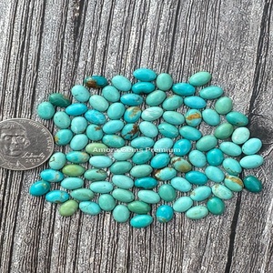 Óvalos calibrados de turquesa natural, piedras Kingman y Royston de 8x10mm para fabricación de joyería, pulseras DIY, collares, colgantes - Product Image 1